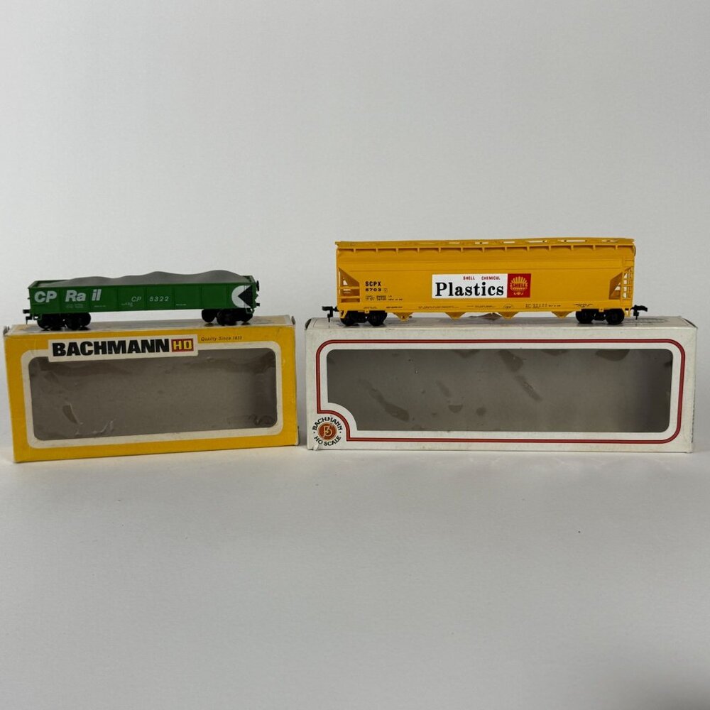Bachmann HO Scale Train Cars Lot CP Rail Coal car Shell Plastics Box car w/boxes